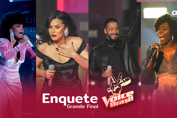 Arte com os finalistas do The Voice Brasil para a enquete da Grande Final