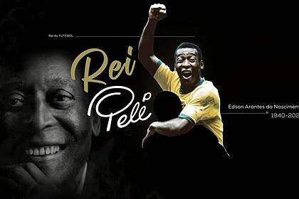 Imagem do rei Pelé feita pela Band para colocar em seus programas na coberta da morte de Edson Arantes do Nascimento.