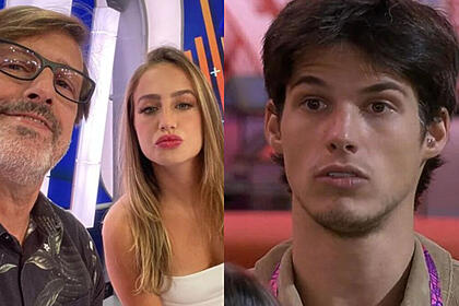 Pai de Bruna Griphao posando com a filha, em montagem com Gabriel no BBB 23