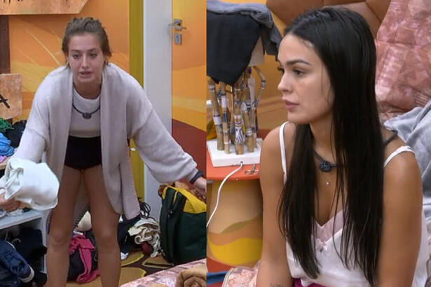 Montagem com os trechos da discussão entre Bruna Griphão e Larissa no BBB 23