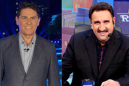 Montagem cesar filho, na apresentação do programa aeroporto, e de ratinho, no programa do ratinho