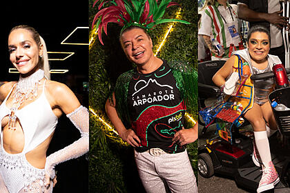 Monique Alfradique, David Brazil e Pequena Lo chegam no Camarote Arpoador no 1º Dia de Desfiles das Escolas de Samba do Rio de Janeiro
