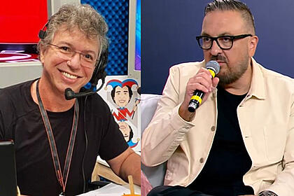 Boninho e Carelli em uma montagem