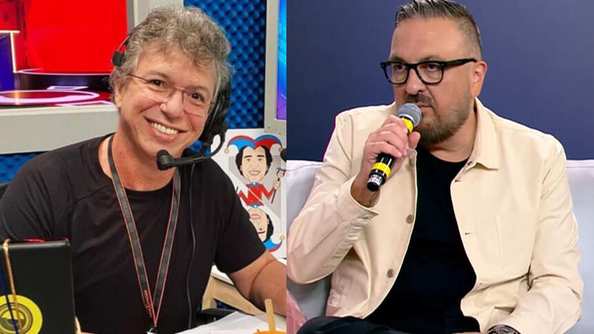 Boninho e Carelli em uma montagem