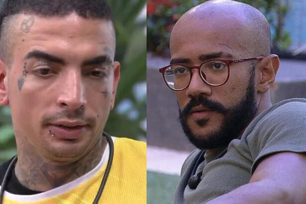 MC Guimê Ricardo na área externa do BBB 23, após conquistarem da Prova do Líder
