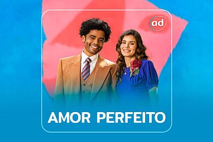 Arte gráfica do resumo semanal da novela amor perfeito da tv globo