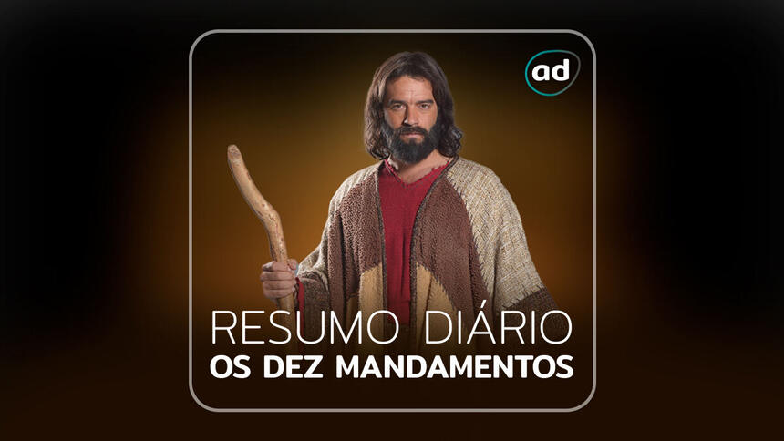 Arte gráfica do resumo diário da novela Os Dez Mandamentos