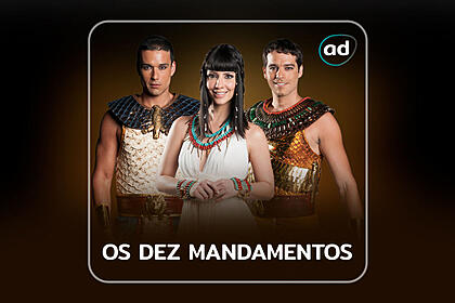 Arte gráfica do resumo semanal da novela os dez mandamentos
