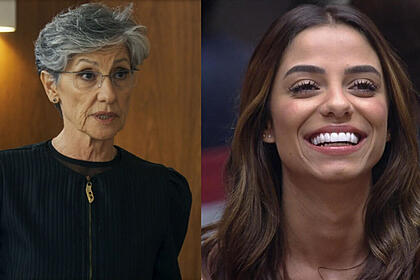 Cássia kis, como cidália em trecho da novela travessia, em montagem com key alves, na noite de eliminação do bbb 23