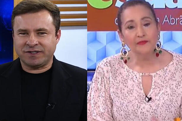Bispo Marcio Carotti, no estúdio do Fala que eu te escuto, em uma montagem com Sonia Abrão