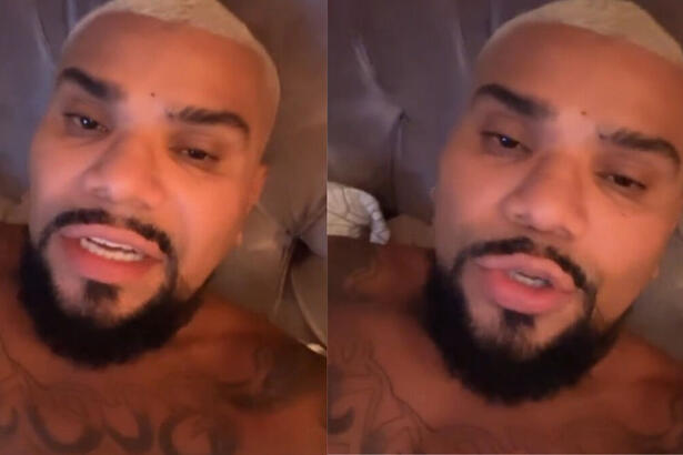 Naldo, em trecho de um vídeo gravado sem camisa e publicado nos stories do Instagram