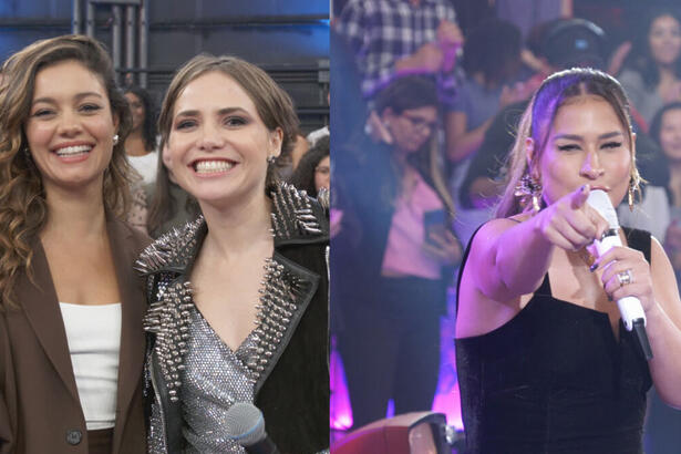 Sophie Charlotte abraça Letícia Colin e Simone Mendes canta no palco do Altas Horas