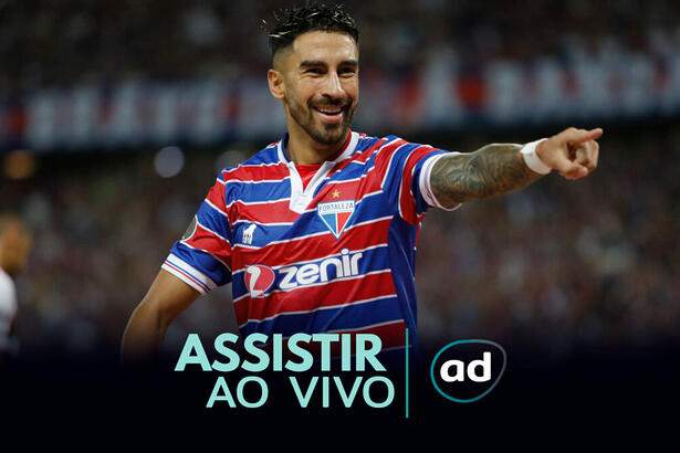 Arte de onde assistir ao jogo Fortaleza x Palestino, pela Sul-Americana