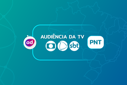 Arte gráfica dos consolidados de audiência da tv globo, record tv e sbt no pnt