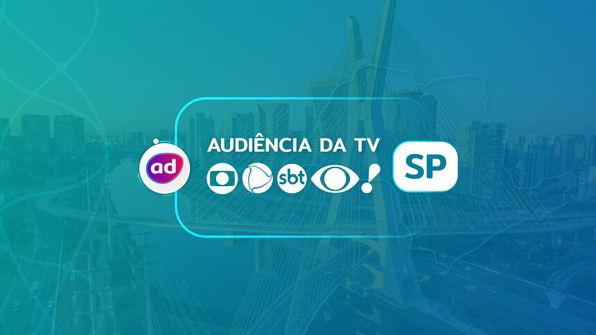Arte gráfica dos consolidados de audiência da TV Globo, Record TV, SBT, Band e RedeTV em São Paulo
