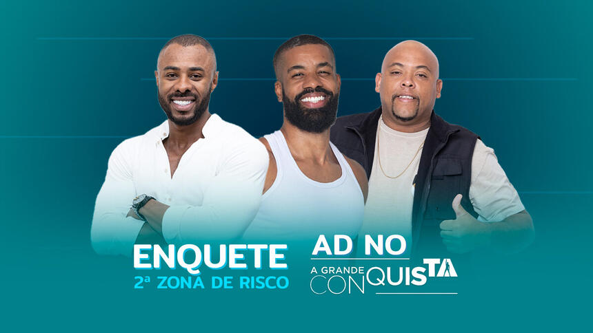 Glauco, Ronaldo e Lukinhas na arte de divulgação da 2ª Zona de Risco de A Grande Conquista