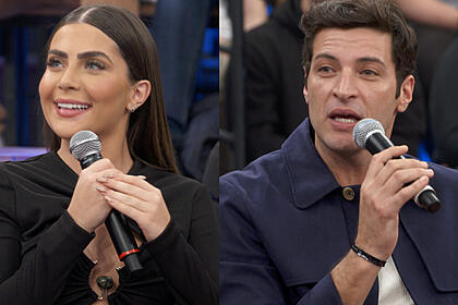 Jade Picon e Leandro Lima em montagem com trechos do Altas Horas