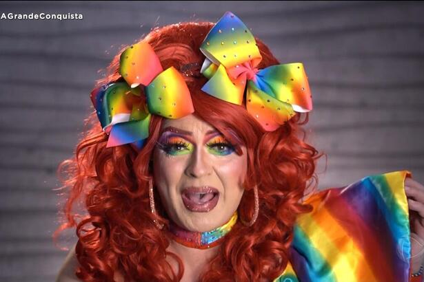 Dicesar como drag queen no A Grande Conquista, novo reality da Record TV