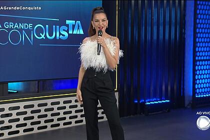 Mariana Rios apresentando o A Grande Conquista desta quarta-feira, 17/05/2023
