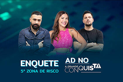 Bruno Tálamo, Gyselle Soares e Thiago Servo na arte da enquete da 5ª Zona de Risco