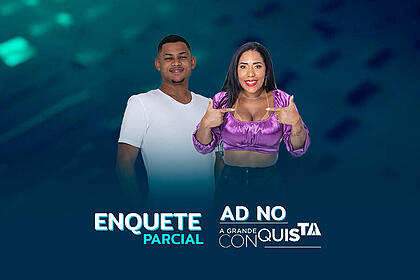 Daniel Toko e Janielle Rodrigues na arte de divulgação da Enquete da 6ª Zona de Risco do A Grande Conquista