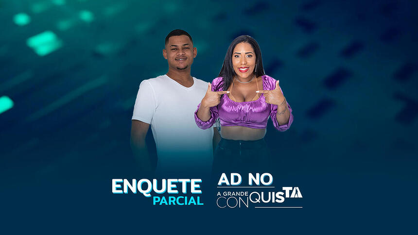 Daniel Toko e Janielle Rodrigues na arte de divulgação da Enquete da 6ª Zona de Risco do A Grande Conquista