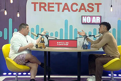Erick Ricarte e Murilo Dias em trecho do 'TretaCast' durante a atividade de apontamento