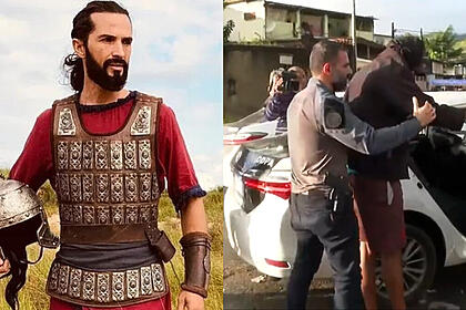 Jeff Machado em montagem com Jeander sendo preso pela polícia