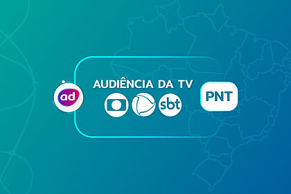 Arte gráfica dos consolidados de audiência da tv globo, record tv, sbt, band e redetv no pnt