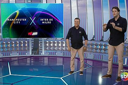 Téo josé e fred ring no cenário virtual da final da champions league no sbt