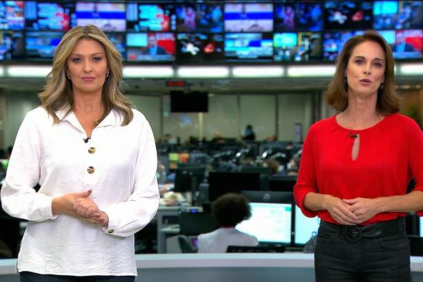 Cristina Vieira e Helen Martins apresentando os destaques do Globo Rural