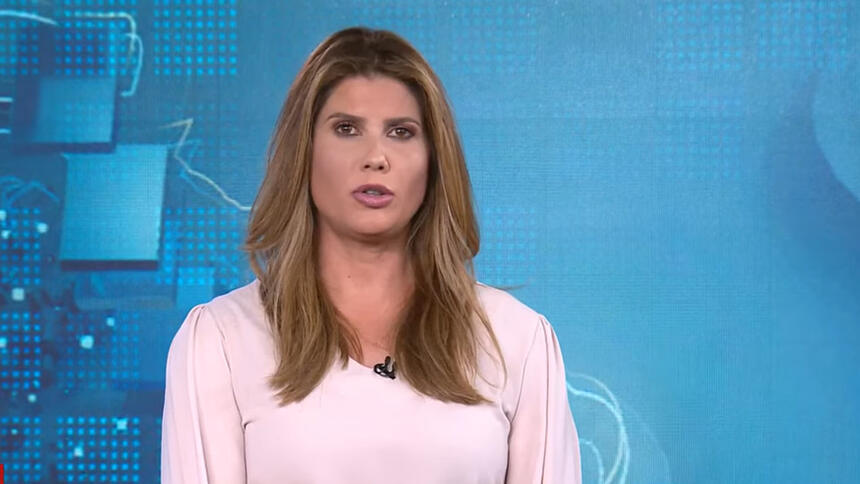 Adriana Reid no encerramento do Jornal da Manhã da Jovem Pan, antes de ser demitida
