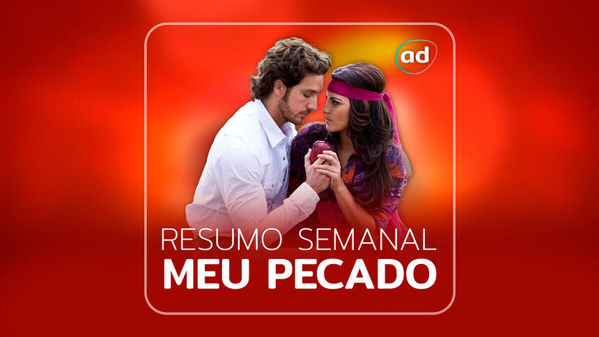 Arte de divulgação do resumo da novela Meu Pecado, exibida no SBT