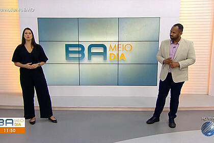 Jessica senra e vanderson nascimento no cenário do bahia meio dia