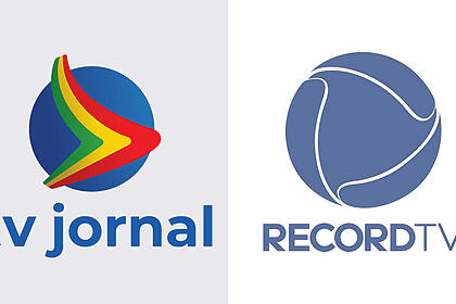Logo da tv jornal, afiliada ao sbt e logo da record tv