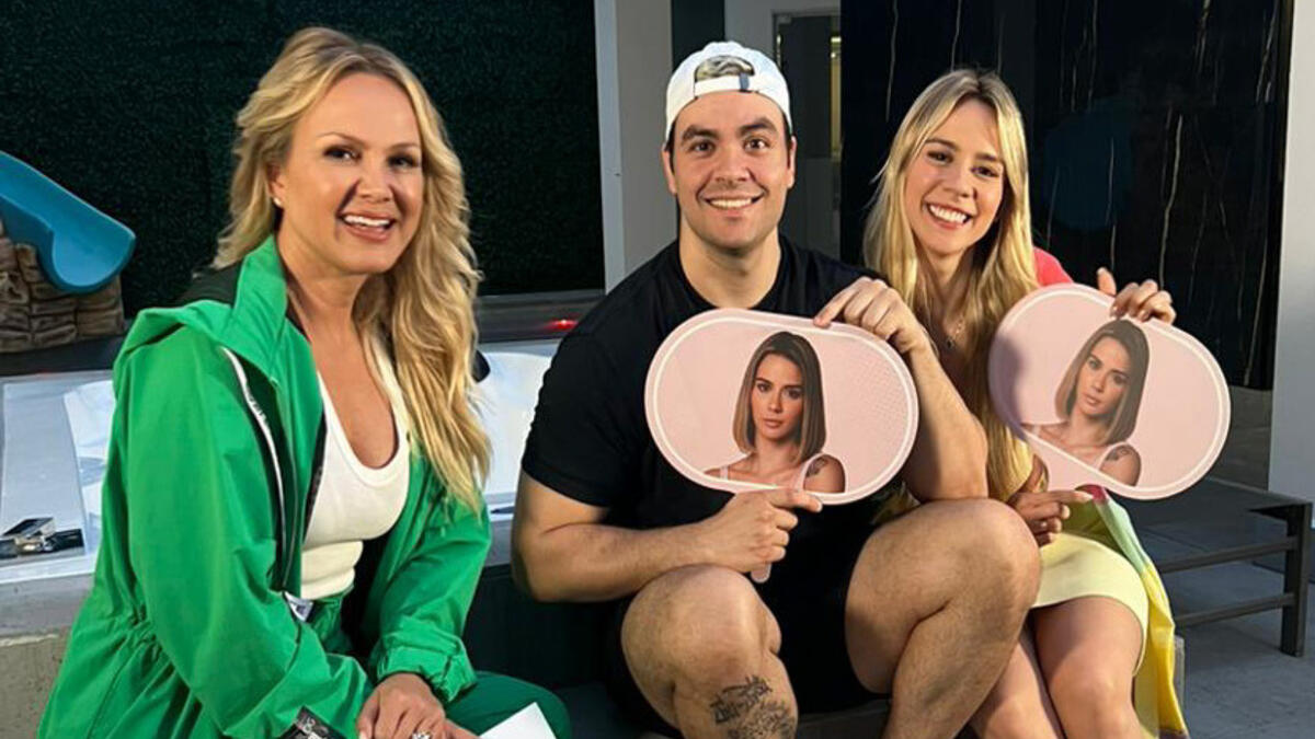Eliana, Luccas Neto e sua esposa em trecho de gravação para o programa Eliana