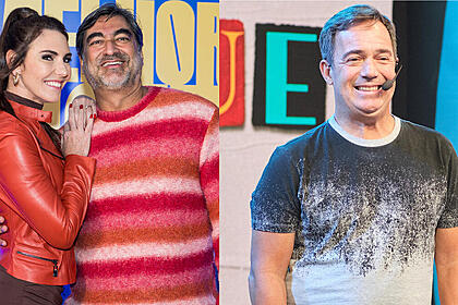 Glenda Kozlowski, Zeca Camargo e Tatola Godas em uma montagem