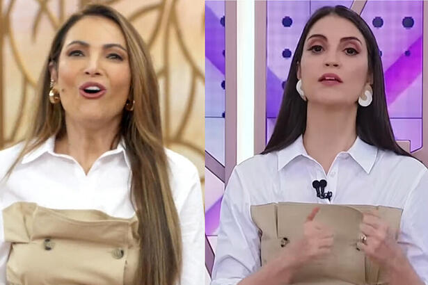 Patrícia Poeta, no Encontro, e Chris Flores, no Fofocalizando, em uma montagem