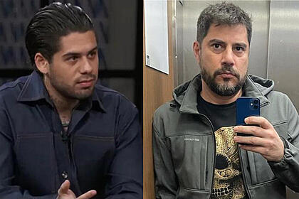 Zé Felipe e Evaristo Costa em uma montagem