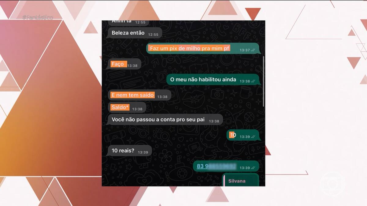 print da conversa de Larissa Manoela pedindo R$ 10 reais de pix para a mãe