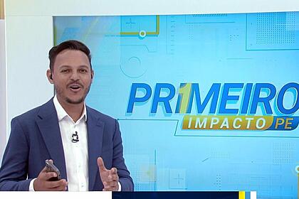 Rodrigo de luna apresentando o primeiro impacto pe na tv jornal, afiliada do sbt em recife pernmabuco