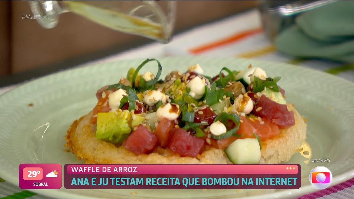 Waffle de arroz pronto no Mais Você