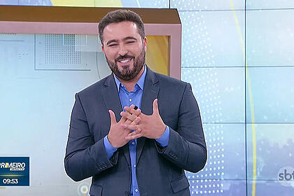 Felipe Malta todo envergonhado no Primeiro Impacto