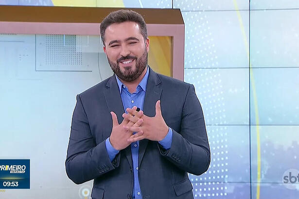 Felipe Malta todo envergonhado no Primeiro Impacto