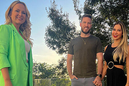 Maíra cardi e thiago nigro, ao lado de eliana, em trecho do programa eliana
