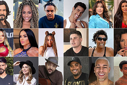 Montagem com os 18 participantes de A Fazenda