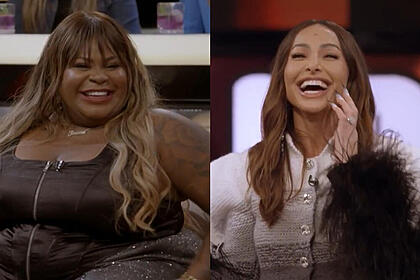 Montagem com Jojo Todynho e Sabrina Sato no programa Sobre nós Dois