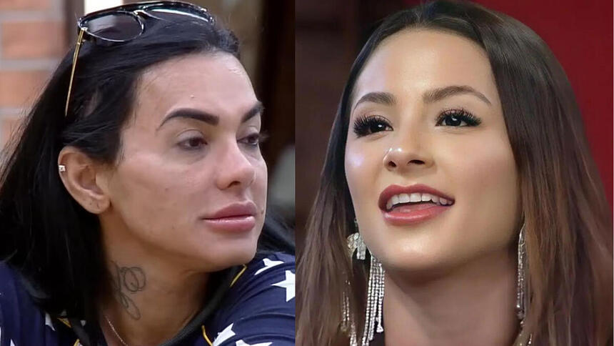Simioni e Nathalia em uma montagem em A Fazenda 15