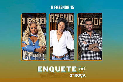 Cariúcha, Marcia Fu e Shay tristes na arte da enquete da 3ª Roça de A Fazenda 15