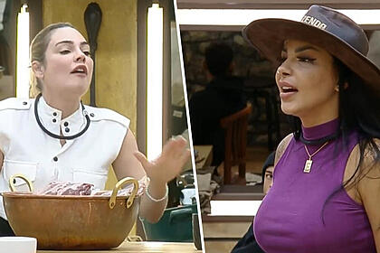 Divisão de tela com Rachel Sheherazade e Jenny durante briga em A Fazenda 15